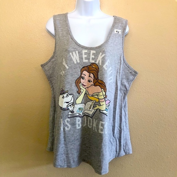 Disney Women’s Bell Graphic Print My Weekend Is Booked Cotton Tank Top Size 2XL - Picture 1 of 9